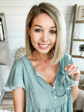 Load image into Gallery viewer, Round Neck Front Tassel Tie Top

