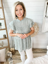 Load image into Gallery viewer, Cheetah Spotted Ruffled Sleeve Babydoll Top

