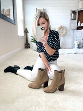 Load image into Gallery viewer, Taupe Chunky Heel Bootie
