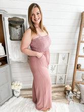 Load image into Gallery viewer, Dusty Pink Smocked Jumpsuit
