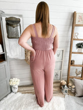 Load image into Gallery viewer, Dusty Pink Smocked Jumpsuit
