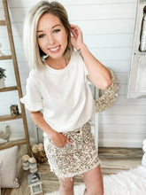 Load image into Gallery viewer, White Ruffled Short Sleeve Top

