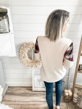 Load image into Gallery viewer, Plaid and Cheetah Print Waffle Knit Sweater
