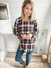 Load image into Gallery viewer, Plaid Top With Tie Up Sleeves
