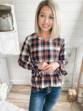 Load image into Gallery viewer, Plaid Top With Tie Up Sleeves
