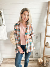 Load image into Gallery viewer, Plaid and Gold Sequin Button Down Top
