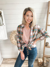Load image into Gallery viewer, Plaid and Gold Sequin Button Down Top
