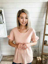 Load image into Gallery viewer, Peachy Pink Ruffled Sleeve Top
