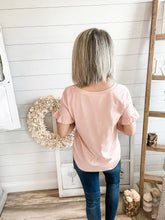 Load image into Gallery viewer, Peachy Pink Ruffled Sleeve Top
