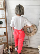 Load image into Gallery viewer, Coral Sweatpants with Leopard Side Stripes
