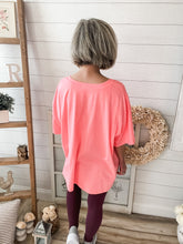 Load image into Gallery viewer, Coral Oversized V Neck Boyfriend T-Shirt
