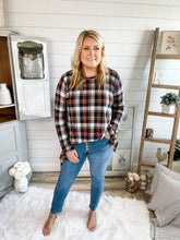 Load image into Gallery viewer, Plaid Top With Tie Up Sleeves
