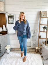 Load image into Gallery viewer, Front Tie Eyelet Bubble Sleeve Top
