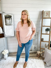 Load image into Gallery viewer, Peachy Pink Ruffled Sleeve Top
