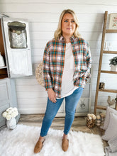 Load image into Gallery viewer, Plaid and Gold Sequin Button Down Top
