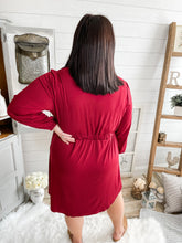 Load image into Gallery viewer, Dark Red Button Down Long Sleeve Dress
