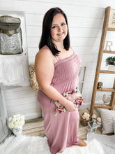 Load image into Gallery viewer, Plus Size Dusty Pink Smocked Jumpsuit
