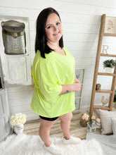 Load image into Gallery viewer, Neon Yellow Oversized V Neck Boyfriend T-Shirt
