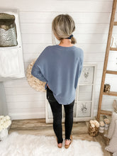 Load image into Gallery viewer, Steel Blue Long Sleeve 3 Button Down Lightweight Sweater
