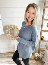 Load image into Gallery viewer, Steel Blue Long Sleeve 3 Button Down Lightweight Sweater
