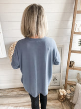 Load image into Gallery viewer, Steel Blue Long Sleeve 3 Button Down Lightweight Sweater

