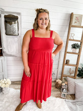 Load image into Gallery viewer, Red Smocked Tiered Dress
