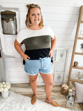 Load image into Gallery viewer, Plus Size 4 Button Down Denim Paperbag High Rise Tie Belt Shorts
