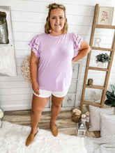 Load image into Gallery viewer, Lavender Flare Scalloped Sleeve Top
