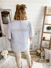 Load image into Gallery viewer, Baby Blue Swiss Dot Babydoll Top
