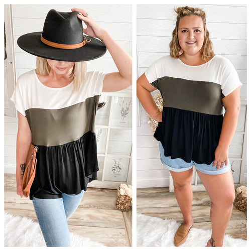 Color Block Babydoll Top
