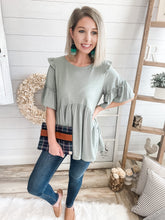 Load image into Gallery viewer, Textured Knit Ruffled Short Sleeve Babydoll Top
