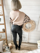 Load image into Gallery viewer, Black High Waisted Zippered Up Faux Leather Leggings
