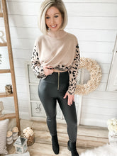 Load image into Gallery viewer, Black High Waisted Zippered Up Faux Leather Leggings
