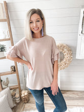 Load image into Gallery viewer, 2-Tier Ruffled Sleeves Crew Neck Knit Top
