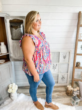 Load image into Gallery viewer, Babydoll V Neck Floral Print Lilly Inspired Ruffled Top
