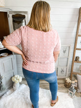 Load image into Gallery viewer, Dusty Pink Swiss Dot Crew Neck Top
