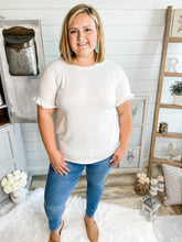 Load image into Gallery viewer, White Ruffled Short Sleeve Top
