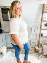 Load image into Gallery viewer, White Ruffled Short Sleeve Top
