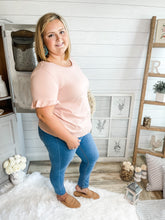 Load image into Gallery viewer, Peachy Pink Ruffled Sleeve Top

