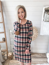 Load image into Gallery viewer, Plaid Dress With Suede Elbow Patches
