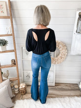 Load image into Gallery viewer, Medium Wash Flare High Rise Jeans
