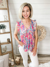 Load image into Gallery viewer, Babydoll V Neck Floral Print Lilly Inspired Ruffled Top
