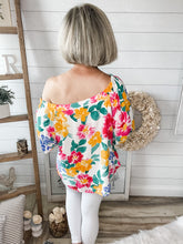 Load image into Gallery viewer, Floral Print Off Shoulder Bubble Sleeve Top
