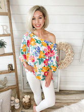 Load image into Gallery viewer, Floral Print Off Shoulder Bubble Sleeve Top
