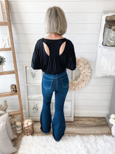 Load image into Gallery viewer, Dark Wash Flare High Rise Jeans
