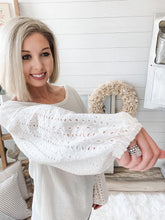 Load image into Gallery viewer, Waffle Knit Lightweight Sweater With Eyelet Bubble Sleeves
