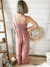 Load image into Gallery viewer, Dusty Pink Smocked Jumpsuit
