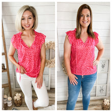 Load image into Gallery viewer, Hot Pink Cheetah Print Ruffled Top
