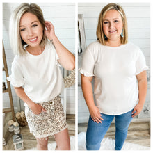 Load image into Gallery viewer, White Ruffled Short Sleeve Top
