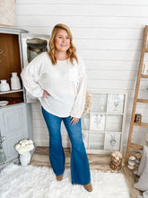Load image into Gallery viewer, Waffle Knit Lightweight Sweater With Eyelet Bubble Sleeves
